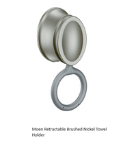Load image into Gallery viewer, Moen Brushed Nickel Retractable Towel Ring RTR2000BN 034584020826